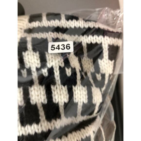 Jason Wu Graphic Sweater Geometric Chunky Knit Wool Oversized Top Black White M - Picture 10 of 10